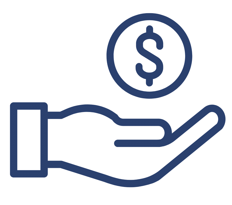 icon with a hand and a coin representing giving